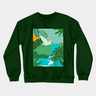 Lush waterfall illustration Crewneck Sweatshirt